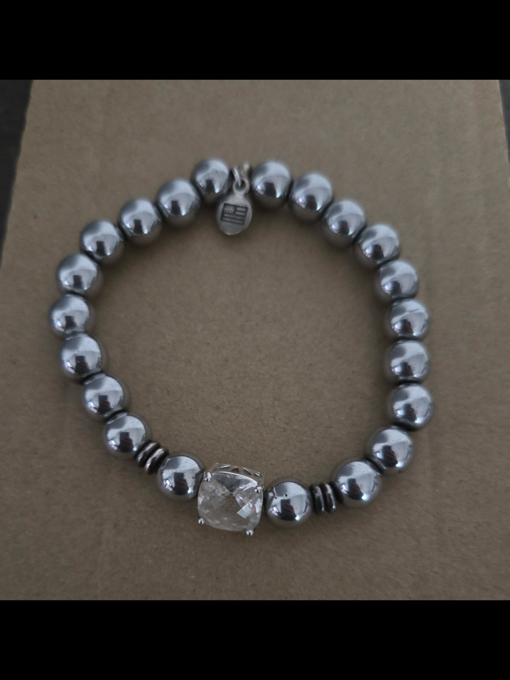 Tiffany Jazelle Silver Beaded Bracelet with Center Stone